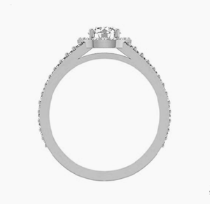 14K Solid White Gold 1.00 TCW Real Round Cut Diamond Halo <b>Ring</b> for Women | <b>Split</b> Shank Anniversary Engagement Fine Jewelry Gift - Product Image 3