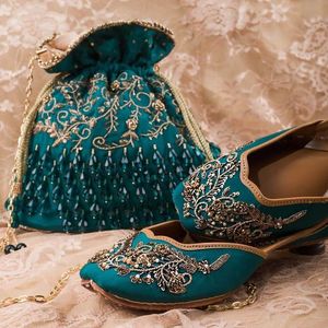 --NEW--BEAUTIFUL--DESIGNER--POTLI--BAG--ON --WITH ZARI--EMBROIDERY WORK ON--BAGS---FOR-PARTY & <b>WEDDING</b>--2021-- - Product Image 1