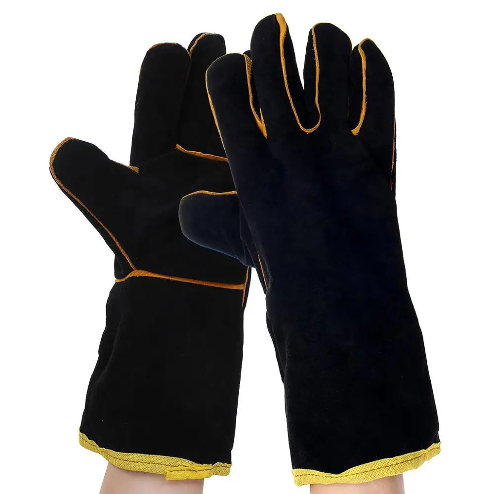 Black Argon welding safety leather gloves /TIG Welders Hands Gloves/lined welding gloves