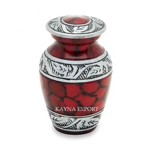Venta al por mayor de urnas de recuerdo brillantes de fuego rojo aluminio mini urnas grabadas únicas para cenizas de cremación para bebés - Product Image 1