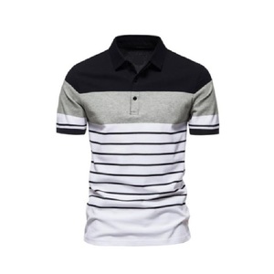 Polo de manga corta a rayas de verano con servicios OEM, ropa original de punto de algodón 100% de marca, transpirable, personalizada - Product Image 3