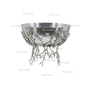 ชามพร้อมขาตั้งสำหรับตกแต่งช็อคโกแลตสีเงินและอลูมิเนียมชามเสิร์ฟผลไม้แห้ง - Product Image 1