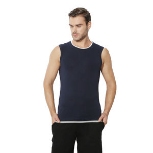Cómodo Chaleco de gimnasio de secado rápido Extra elástico para hombres transpirable algodón poliéster Casual estampado bordado decoración de talla grande - Product Image 6