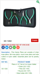 Ensemble de pinces de bijoutier de 4 outils de bijouterie en plastique GS 1282 In-Case - Product Image 2