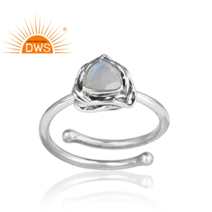 Natural Rainbow Moonstone Gemstone 925 Sterling Silver Women's Oxidized Weddings <b>Ring</b> Jewelry Wholesaler - Product Image 2