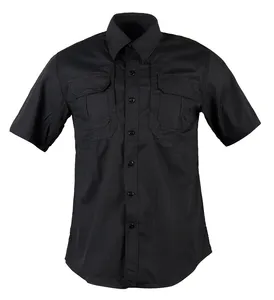 新款时尚设计战术t恤短裤袖套衬衫，带货物口袋和钢笔口袋左袖