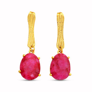 Boucles d'oreilles rubis en pierres précieuses, bijou pour femme, en plaqué or 18k, fabriqué à la main, bas prix - Product Image 6