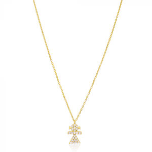 Diminuto Girl-colgante de plata de ley 925 con piedra de circón transparente, joyería elegante, hecha a mano, turca - Product Image 1