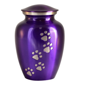 Paw Print Pet Cremation Urn Brass Metal Ashes Container <b>Memorial</b> Funeral Urn for Dog <b>Cat</b> Keepsake Decorative Urn - Product Image 1