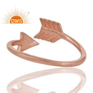 ลูกศรรูปการออกแบบใหม่กุหลาบชุบทองทำด้วยมือแหวน925ผู้ผลิตเครื่องประดับเงิน - Product Image 3