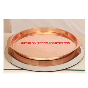 Plateaux de service de conception ronde en cuivre moderne pour hôtel et restaurant de table utilisé vente chaude et de haute qualité - Product Image 2