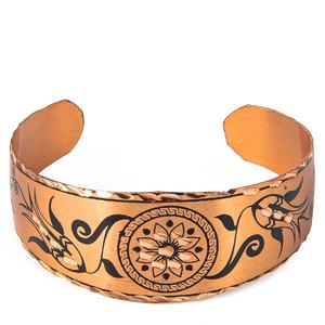 <b>Flower</b> Designed Original Colored Hand Crafted Turkish Copper <b>Bracelet</b> - Product Image 1