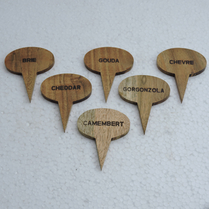 Marcador de queso, etiqueta de comida de queso utilizada en fiestas, bodas, 7 para todas las ocasiones, marcador de queso hecho con cuerno, recién llegado, Chees de madera personalizados - Product Image 4