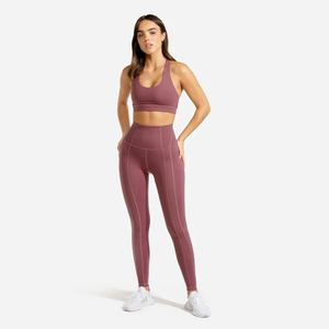 2023 OEM personnalisé femmes vêtements de sport hanches Push Up acheter 2 pièces avec fermeture éclair Fitness entraînement Fitness Yoga porter Spandex ensemble - Product Image 3