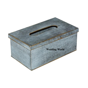 Boîte à mouchoirs galvanisée de luxe Qualité supérieure faite à la main Porte-serviettes de table en forme de rectangle Boîte à mouchoirs en métal fantaisie - Product Image 3