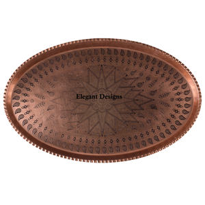 Bandeja de servicio de cobre de alta calidad, accesorio decorativo hecho a mano, forma Rectangular, venta al por mayor - Product Image 5