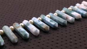 Natural <b>Blue</b> Larimar Gemstonen Beautiful 12 Pieces Pointed Pencil for Jewelry Bracelet Necklace Briolette Beads - Product Image 2