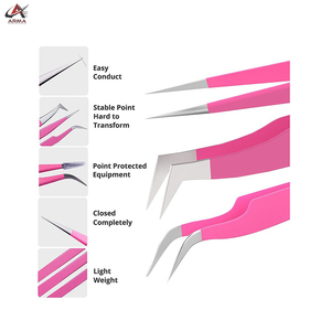 Pince à épiler pour les cils, outils de qualité supérieure, avec Logo personnalisé, rose, avec poignée en diamant, 1 pièce - Product Image 6