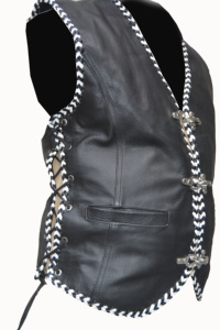 Chaleco de cuero genuino para motorista, de cuero grueso, para moto - Product Image 2