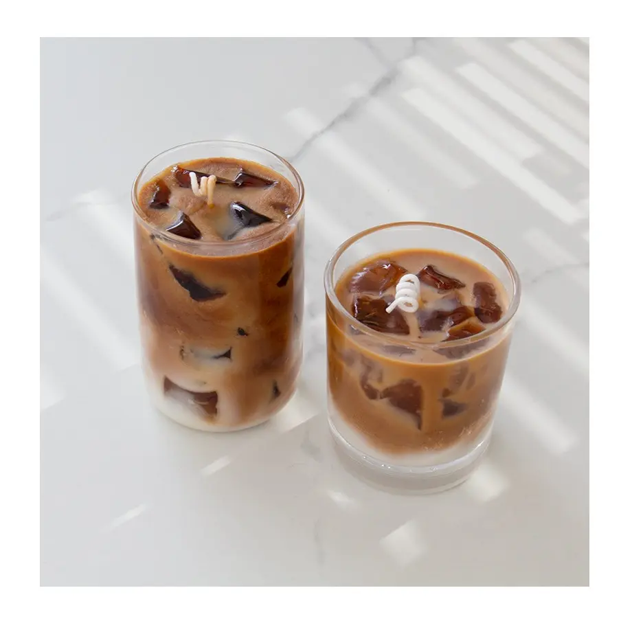 Hot sale wax latte drink ice cube jelly shape scented candle home decoration fragrance holiday gift coffee scented candle