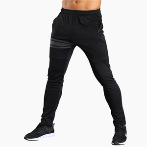 Pantalon de jogging décontracté pour homme, noir, à séchage rapide, taille élastique, poches latérales, vêtements de sport printemps - Product Image 1