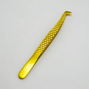 Profession elle Best Volume Fan Herstellung Diamond Grip Wimpern pinzette Benutzer definiertes Logo Gold Ultimate Grip Lash Pinzette
