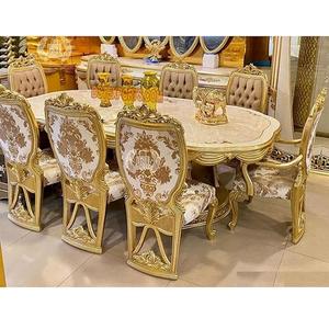 Ensemble de meubles de salle à manger au Design tendance, meuble luxueux en laiton couleur marron, 9 pièces - Product Image 1