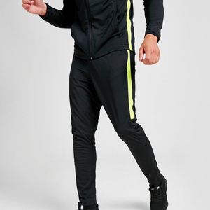 Survêtement de haute qualité pour hommes, ensemble 2 pièces de survêtement à manches longues avec fermeture éclair de couleur noire - Product Image 3