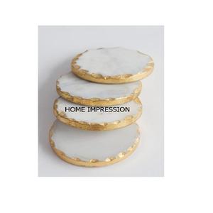 Beautiful Simple Design Agate Luxury Coasters Handmade Fancy Design Tabletop Tea Cup <b>Placement</b> Golden Border in Premium Quality - Product Image 2