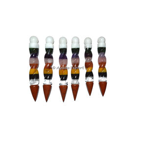 Baguettes de guérison à sept chakras collées en spirale artisanat de cadeau d'affaires pour la baguette d'artisanat en pierre semi-précieuse auto-cicatrisante - Product Image 1