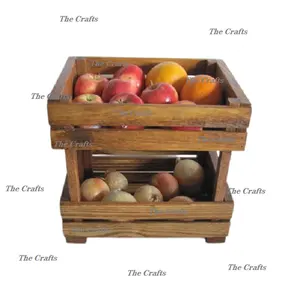 Cesto di frutta e verdura in legno per la conservazione e l'organizzazione della casa cestino portaoggetti da cucina di prima qualità