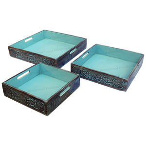 ชุดถาดไม้มะม่วงสำหรับเสิร์ฟ3ตารางความทนทานนานสำหรับบ้านร้านอาหารโรงแรม - Product Image 1