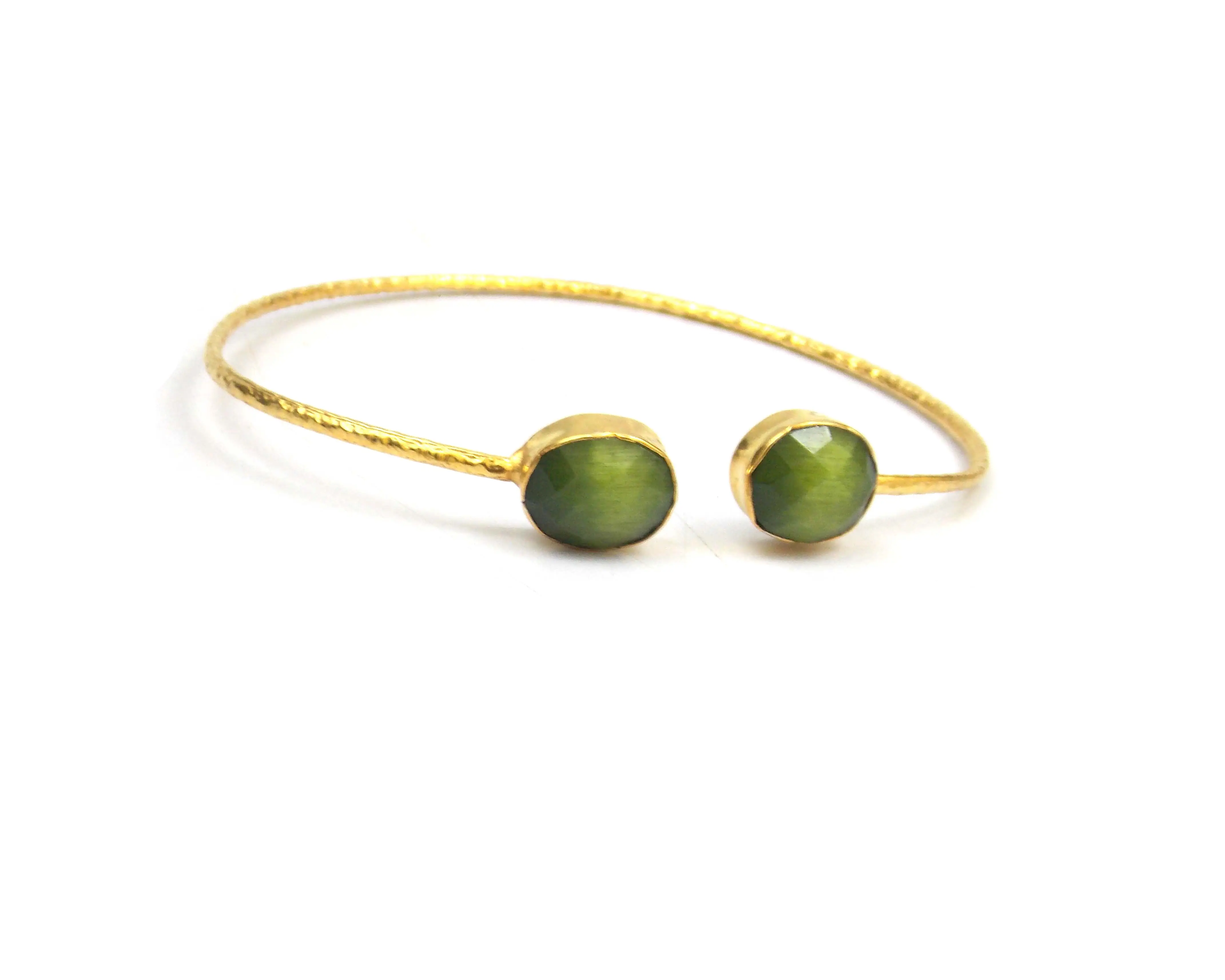 ירוק מונליסה צורת אליפסה תכשיטים בציפוי זהב ייצור צמידי אבני חן טבעיות וצמידי בוהו אבן לידה