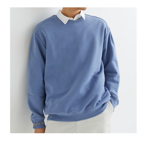 2022 último diseño azul cielo sudadera hombres manga completa logotipo personalizado 100% algodón ODM ropa deportiva tamaño 6XL Puff bajo precio de fábrica - Product Image 3