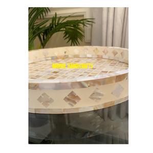 Bandeja de servicio artesanal de madera para decoración del hogar, utensilios de cocina de lujo para madre de perlas, regalo de cocina, bandejas de Ramadán árabe - Product Image 2