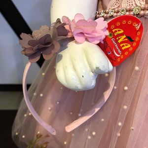 Conjunto de vestido Moti Bunch de satén con diseño Floral para niñas recién nacidas a 7 años Vestido de fiesta cómodo con diadema para primavera - Product Image 5