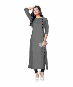 Casual Wear <b>Grey</b> Color Latest Designer Ladies Wear Cotton <b>Fabrics</b> Most Attractive Kurtis Indian Bollywood Kurtis Wholesale Price Alphanumero - Product Image 1