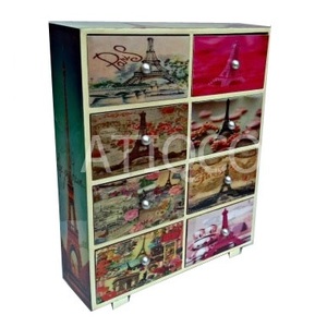 Armoire à tiroirs portable en bois, étanche, moderne, avec peinture d'un cheval, boîte de rangement décorative, petit organisateur - Product Image 4