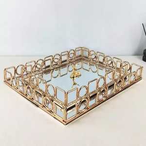 Bandeja de vidrio dorado de hierro, arte - Product Image 2
