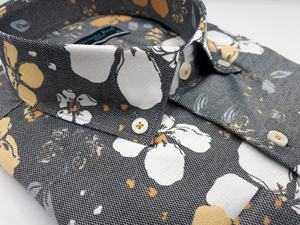 Nuevo diseño de camisas de algodón Oxford Spandex para hombre, patrón Floral, soporte Floral, sarga transpirable, manga larga y corta para verano y primavera - Product Image 4