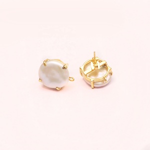 ต่างหูหมุดไข่มุกแท้สำหรับผู้หญิง,ต่างหูแบบกดเคลือบทองทำด้วยมือแฟชั่นเครื่องประดับ - Product Image 2