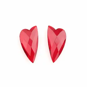 12x20mm High Polished Red Garnet Hydro Quartz Faceted Briolette Cut Heart Shape Matching Gemstone For Earrings Making Jewelry