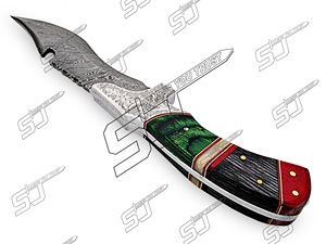 Couteau Bowie de chasse en acier damas de qualité supérieure personnalisable manche en bois confortable de qualité bricolage lame faite à la main OEM - Product Image 6