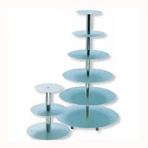 Masa üstü dekorasyon kek sunucu kupası standı gökyüzü mavi renk yuvarlak şekil 6 katmanlı 2 Set kek standı tedarikçisi hindistan tarafından