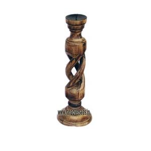 Decorative Handmade Wooden <b>Candle</b> Stand With Hollow Twisted Design for Home Living Room Hotel - Product Image 1