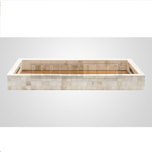 Plateau de service Art Déco en bois avec incrustations en os, fabriqué à la main par Maximus International, décoratif de luxe, multi-pièces |   Organisateur Décoratif pour Café - Product Image 1