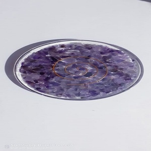 Natural Amethyst Orgone Round <b>Coaster</b>, Handmade Orgonite Crystal <b>Drink</b> <b>Coaster</b> for Healing, Reiki & Home Decor - Product Image 3