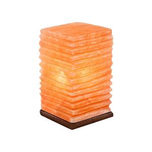 โคมไฟเกลือทรงสี่เหลี่ยมทำด้วยมือพร้อมฐานไม้สีชมพูโคมไฟเกลือทรงสี่เหลี่ยม - Product Image 3