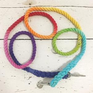 Walking Handmade Cotton Dog Rope <b>Leash</b> Rainbow Convertible Dog <b>Leash</b> - Product Image 1