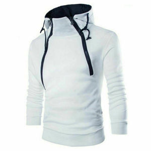 Cross Zipper up Stylish Stranded Collar Hoodies Polyester <b>Fleece</b> <b>Hoodie</b> <b>Mens</b> - Product Image 4